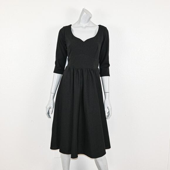 Laura Byrnes Women's Pinup Priscilla Swing Dress in Black Size Medium - Picture 2 of 14